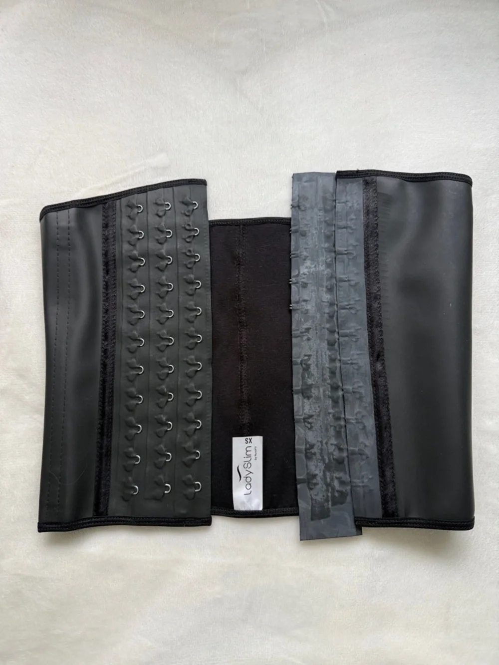 LADY SLIM by NUVOFIT Black Waist Trainer Cincher with Hook Closures SIZE XSMALL